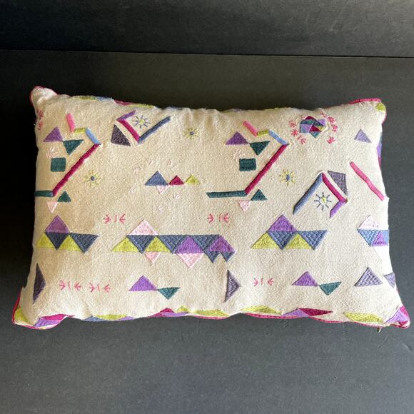 BlueBellGray Linen Blend Embroidered Accent Pillow Down Filled - Picture 2 of 8